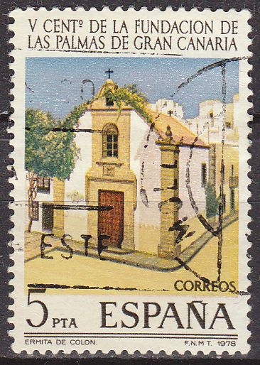 z vendido ESPAÑA 1978 2478 Sello V Centenario Fundación Las Palmas de Gran Canaria. Hermita de Colón usado Espana Spain Espagne Spagna Spanje Spanien 